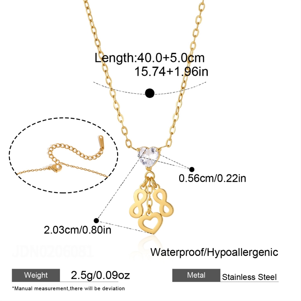 Colliers Pendentifs Pour Femmes, Collection Romantique, En Forme De Cœur Et De Trèfle, En Acier Inoxydable Étanche, Couleur Or 