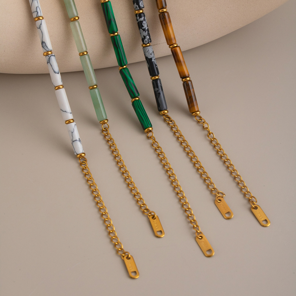 Colliers De Perles En Acier Inoxydable Et Pierre Naturelle Pour Femmes Image5