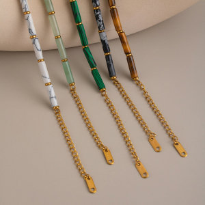 Colliers De Perles En Acier Inoxydable Et Pierre Naturelle Pour Femmes h5 Image5
