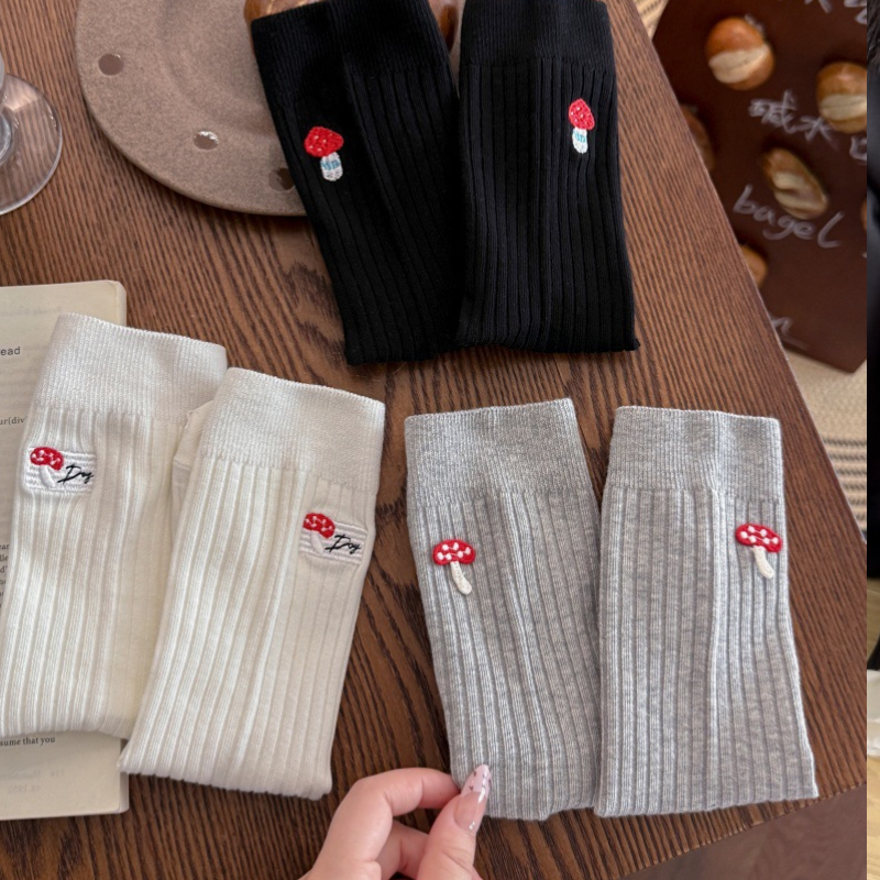 Chaussettes Mi-Mollet Basiques À Léger Rebond Pour Femmes, Couleur Unie h5Image6
