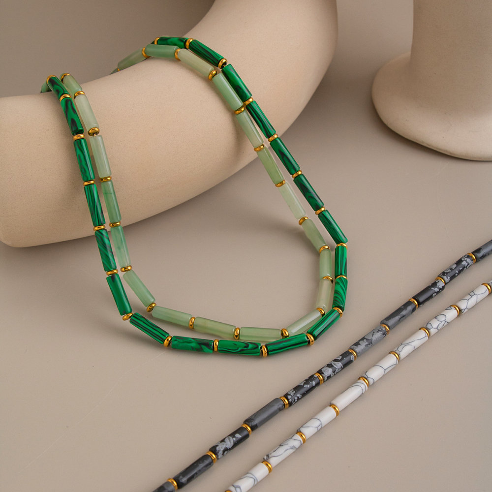 Colliers De Perles En Acier Inoxydable Et Pierre Naturelle Pour Femmes Image4