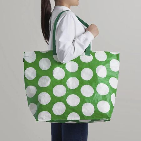 Sacs Cabas Carrés Pour Femmes En Polypropylène Tissé À Pois Multicolores, Style Décontracté 2