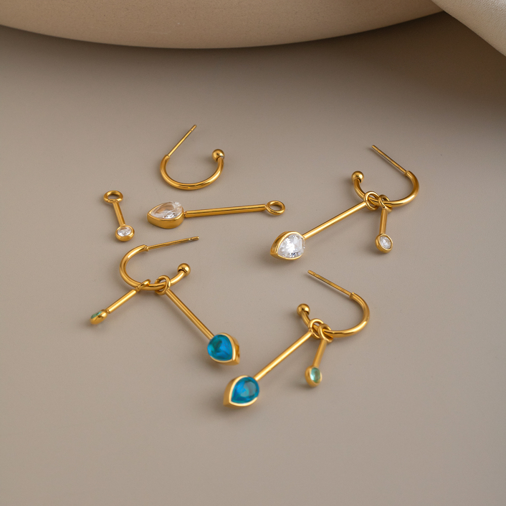 Boucles D'Oreilles Pendantes Pour Femme, En Acier Inoxydable Doré, Forme Géométrique, Étanches Image5