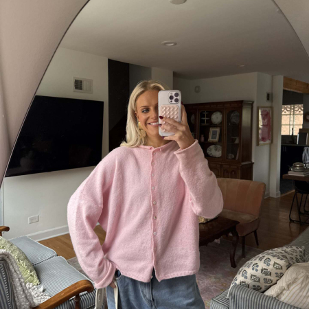 Cardigan Minimaliste Uni À Boutons En Maille Droite