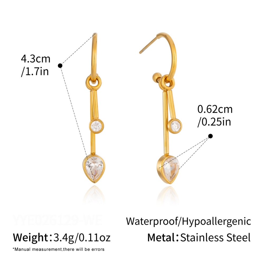 Boucles D'Oreilles Pendantes Pour Femme, En Acier Inoxydable Doré, Forme Géométrique, Étanches 