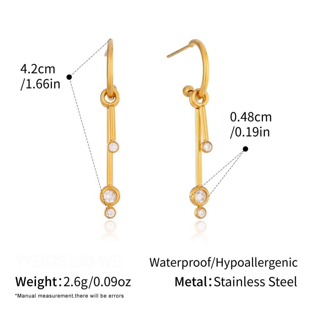 Boucles D'Oreilles Pendantes Pour Femme, En Acier Inoxydable Doré, Forme Géométrique, Étanches 