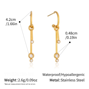 Boucles D'Oreilles Pendantes Pour Femme, En Acier Inoxydable Doré, Forme Géométrique, Étanches h5 