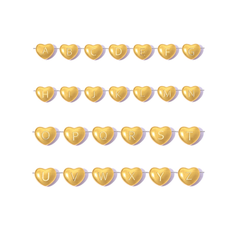 Pendentifs Pour Femmes En Acier Inoxydable, Couleur Or, Avec Lettre En Forme De Cœur, À Faire Soi-Même (Série Simple)