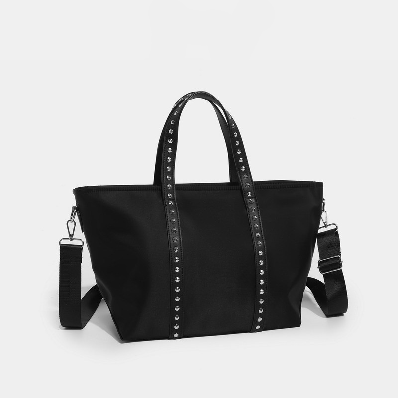 Sacs Cabas Carrés Pour Femmes En Nylon Uni À Rivets Et Style Décontracté Image7