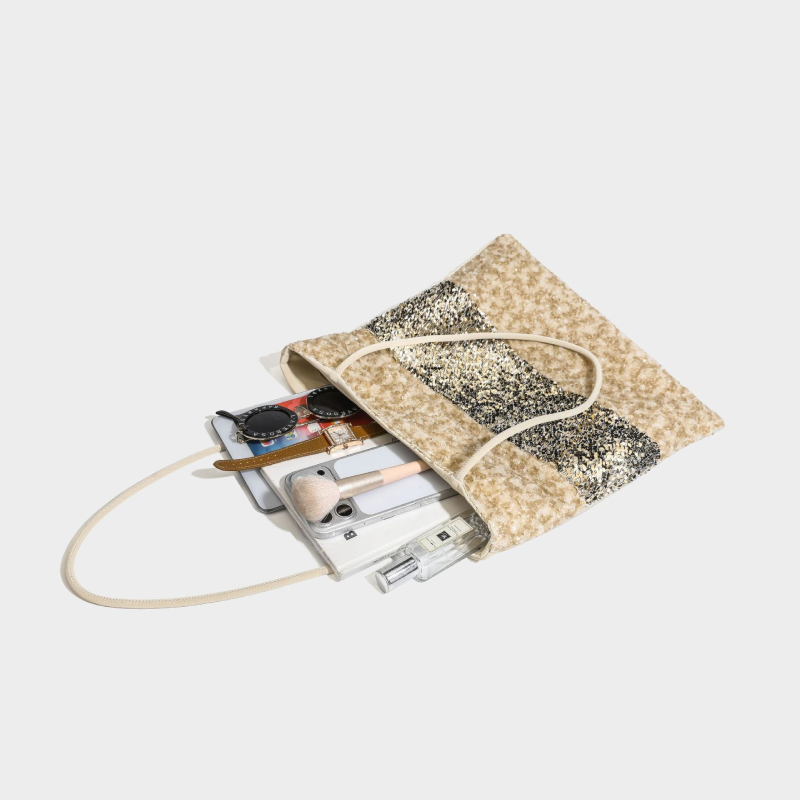 Sacs À Bandoulière Carrés Pour Femmes, Style Patchwork Décontracté, Sequins, Polyester Multicolore h5Image9