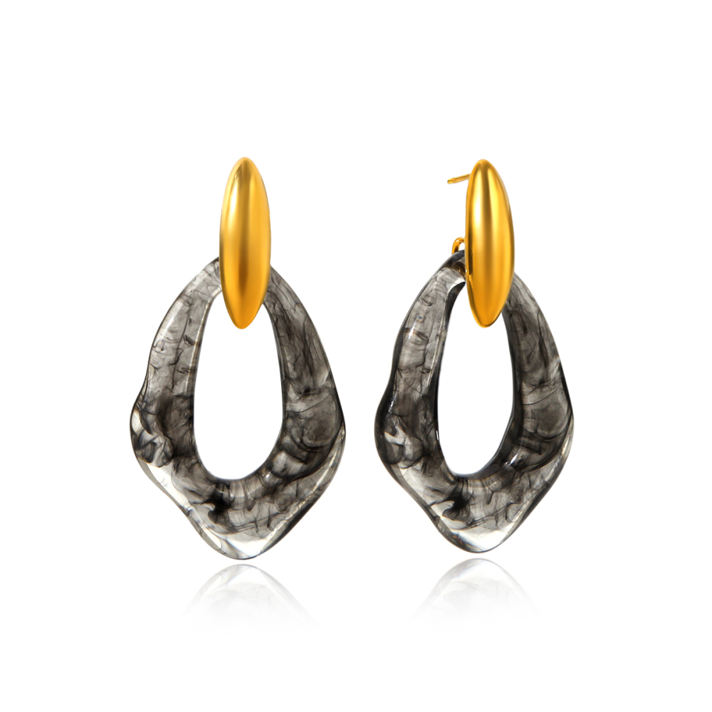 Boucles D'Oreilles Pendantes Pour Femmes, Style Simple, Forme Irrégulière, En Acier Inoxydable, Couleur Or, Étanches, Collection Daily. 