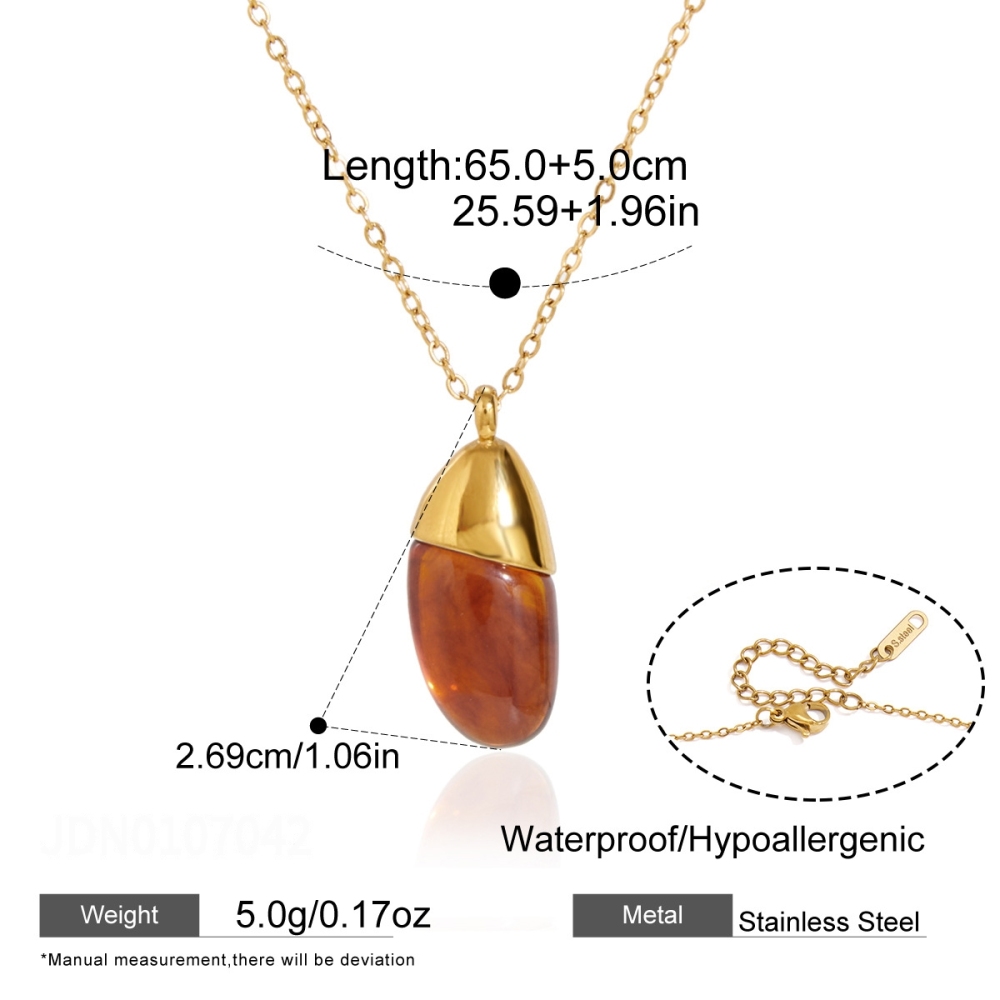 Colliers Pendentifs Pour Femmes, Collection Simple Series Retro Droplet, Dégradé De Couleurs, En Acier Inoxydable Étanche, Couleur Or