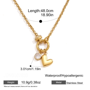 Colliers Pendentifs Romantiques Et Élégants En Forme De Cœur Et De Croix, En Acier Inoxydable Étanche, Couleur Or Et Zircon, Pour Femmes. h5
