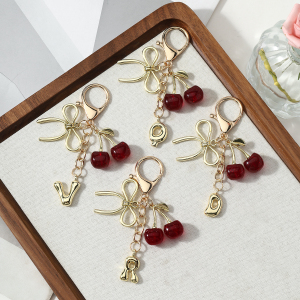 Porte-Clés En Alliage Simple Series Daily Fruit Bow Knot Cerise h5 Image3