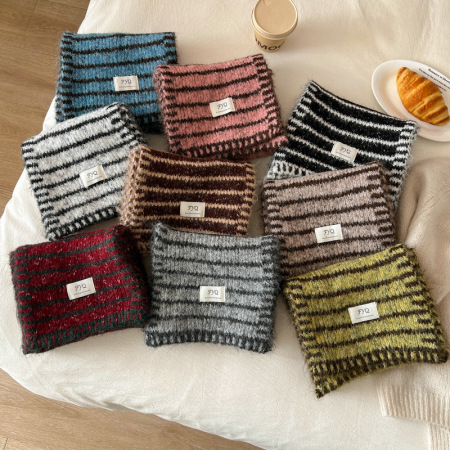 Écharpes D'Hiver En Laine Et Polyester Tissée À Rayures Décontractées De La Série Simple
