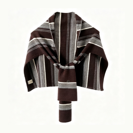 Châles En Laine Et Polyester Mélangés, Rayures Décontractées, Coloris Assortis, Collection Simple