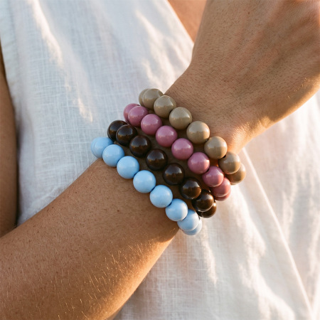 Bracelets De Perles Acryliques Unies Pour Femmes, Collection Simple Series Daily.