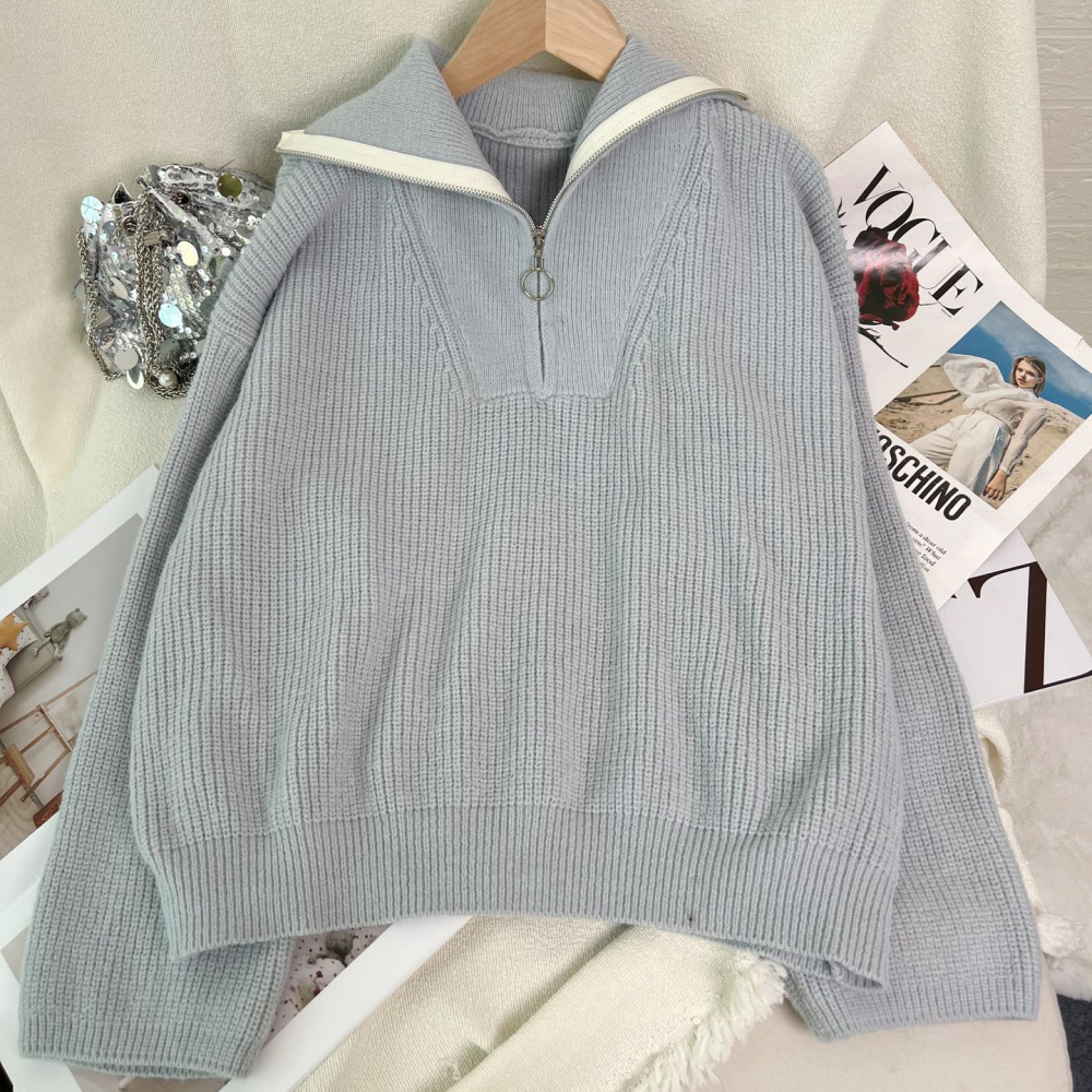 Pull Droit Décontracté En Maille Unie 