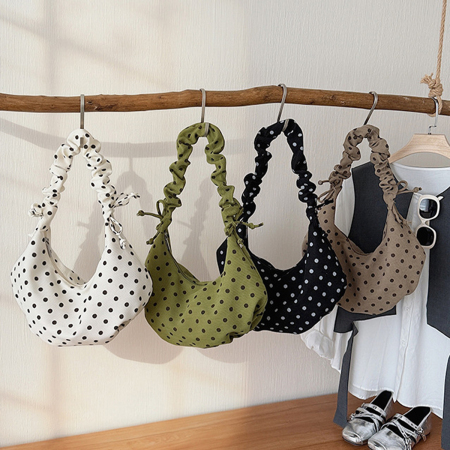 Sacs Bandoulière Demi-Lune En Velours Côtelé À Pois Style Années 2000 Pour Femmes 2