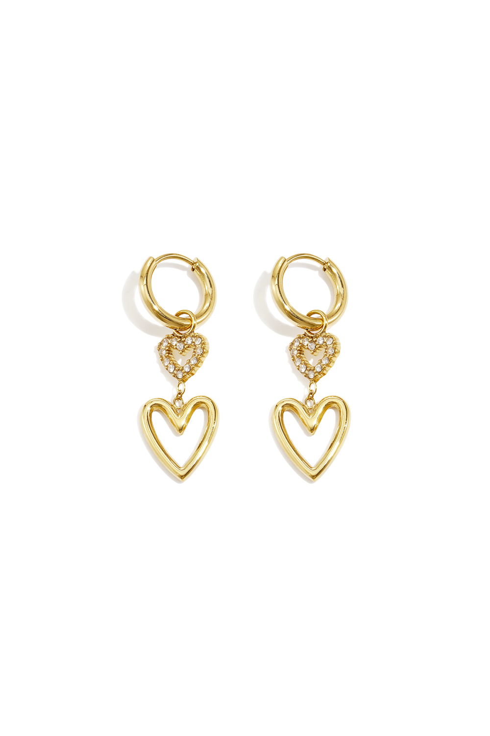 Boucles D'Oreilles Pendantes En Acier Inoxydable En Forme De Cœur, Collection Simple Daily Simple, Bijoux Pour Femmes 
