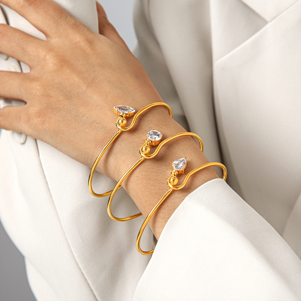 Bracelets De Luxe En Acier Inoxydable, Étanches, Couleur Or Et Zircon Image4