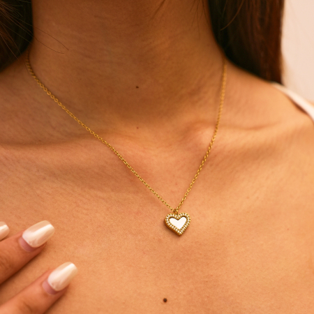 Colliers Pendentifs Pour Femmes, Collection Romantique, En Forme De Cœur Et D'Étoile, En Acier Inoxydable Étanche, Couleur Or, Avec Strass Et Coquillage. 2