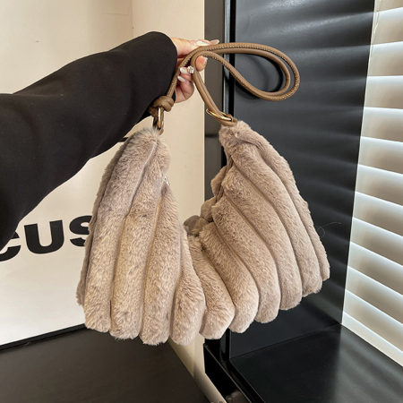 Sacs À Bandoulière Femme En Peluche Unie, Style Décontracté 2
