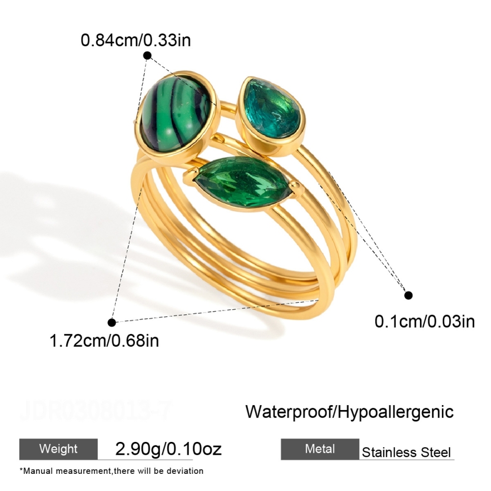 Ensembles De Bagues Pour Femmes En Acier Inoxydable Étanche, Couleur Or, En Forme De Goutte Et D'Ellipse, Serties De Zircon Naturel.