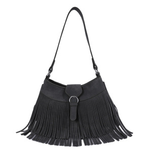 Sacs À Bandoulière Carrés Pour Femmes, Style Décontracté, Avec Pompons Et Détails Métalliques. Couleur Unie. En Daim. h5 