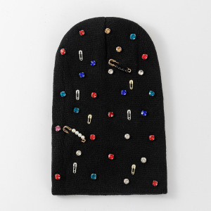 Bonnet En Polyester Orné De Strass, Uni, Style Décontracté, Collection Luxueuse h5 