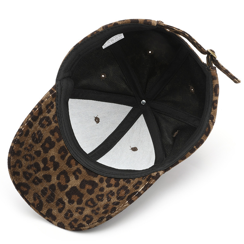 Casquette De Baseball Femme En Velours Côtelé Imprimé Léopard Décontracté Image5
