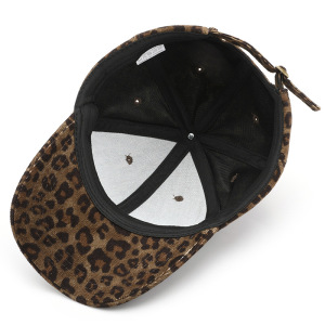Casquette De Baseball Femme En Velours Côtelé Imprimé Léopard Décontracté h5 Image5