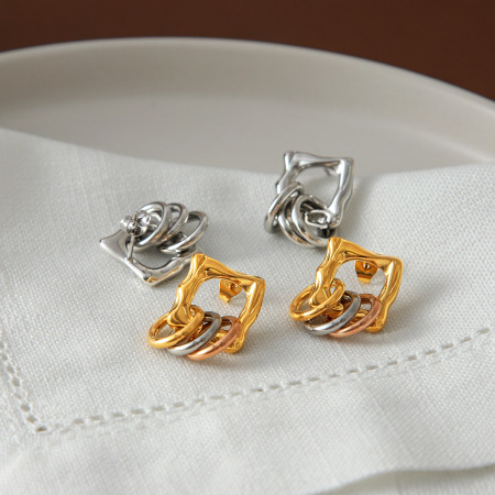 Boucles D'Oreilles Pendantes Pour Femmes En Acier Inoxydable Étanche, Couleur Or 2