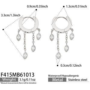 Boucles D'Oreilles Pendantes Pour Femme, Collection Simple, En Acier Inoxydable, Couleur Or, Avec Zircon, Étanches. h5 