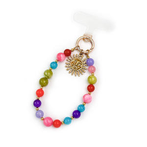 Chaîne De Téléphone Ethnique Rétro En Perles De Soleil Multicolores Et Pierres Naturelles h5 