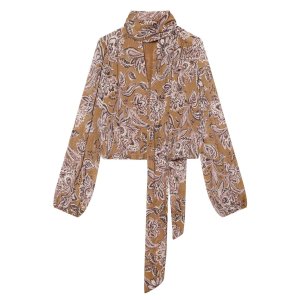 Chemisiers Et Chemises À Imprimé Floral Rétro, Coupe Ample Et À Nouer h5 Image5
