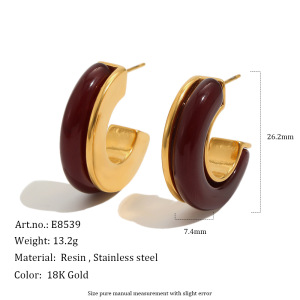 Boucles D'Oreilles Puces Pour Femmes, En Résine Unie Et Acier Inoxydable, Couleur Or, Étanches h5 