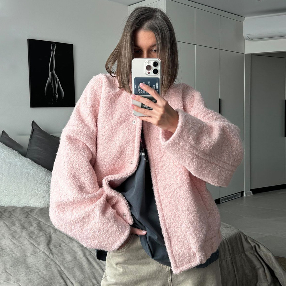 Vestes Et Manteaux Décontractés En Peluche De Couleur Unie Image3