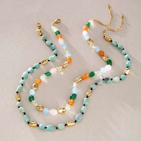 Colliers De Perles Pour Femmes, En Pierres Naturelles Couleur Or