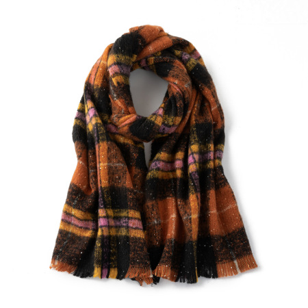 Écharpes D'Hiver En Polyester À Carreaux Décontractés De La Série Simple, Coloris Assortis 2