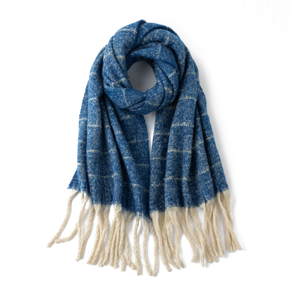 Écharpes D'Hiver En Polyester À Rayures Unies Et Pompons, Collection Simple Series, Style Décontracté. 