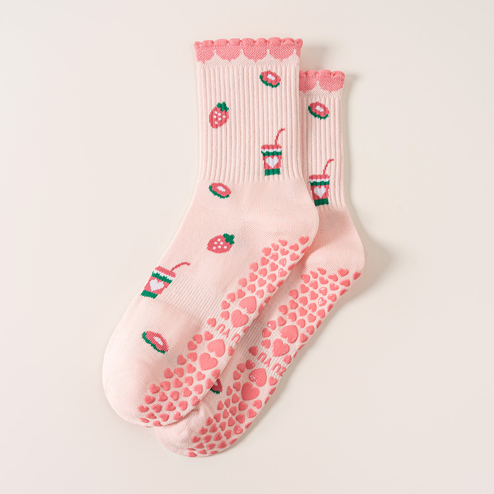 Chaussettes Mi-Mollet Pour Femmes, Style Sport, À Imprimé Cœur Intégral, Couleur Unie, Rebondissant 