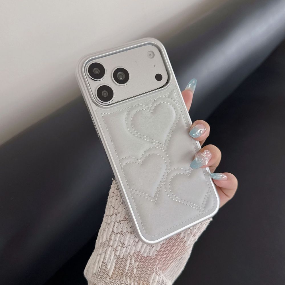 Coques De Téléphone Unies En Fibre 3D En Forme De Cœur