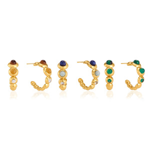 Boucles D'Oreilles Puces Pour Femmes, En Acier Inoxydable Étanche, Couleur Or, Collection Luxe h5 Image5