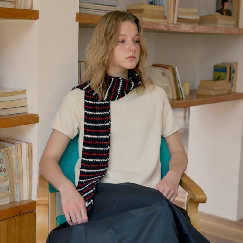 Écharpes D'Hiver En Polyester Tissé À Rayures Décontractées Et Multicolores, Collection Simple