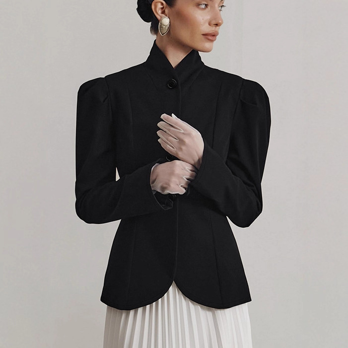 Vestes Et Manteaux Élégants Unis À Boutons Et Coupe Ajustée Image4
