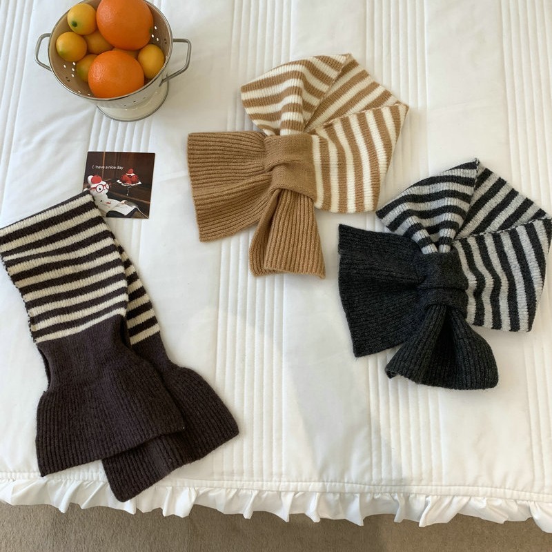 Écharpes D'Hiver En Laine Et Polyester À Rayures Décontractées De La Série Simple Image2