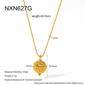 Colliers Pendentifs Pour Femmes, Collection Classique Rétro, Forme Géométrique Soleil Et Lune, Acier Inoxydable Étanche, Couleur Or h5
