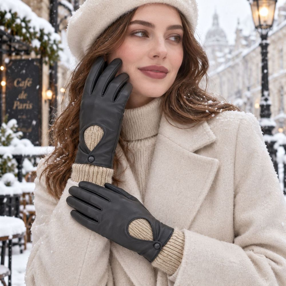 Gants En Pu Patchwork Uni Couleur Unie De La Gamme Simple Series h5Image3