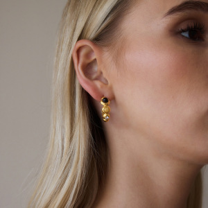 Boucles D'Oreilles Puces Pour Femmes, En Acier Inoxydable Étanche, Couleur Or, Collection Luxe h5 Image3